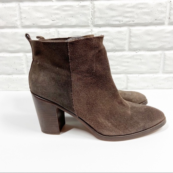 LATIGO Brown Suede Block Heel Pull On Bootie - Picture 1 of 8